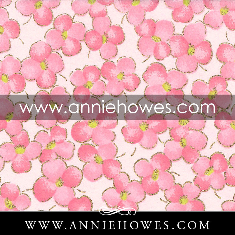 Chiyogami Paper - Blossoms in Pink 4" x 6" sheet. (074)