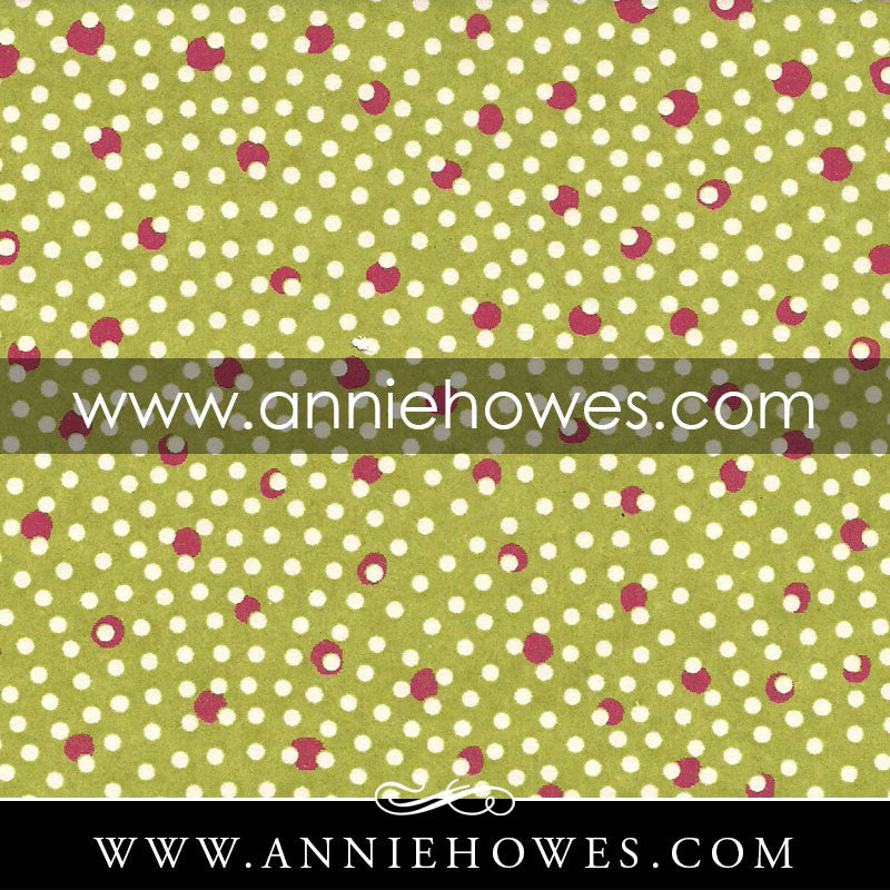Chiyogami Paper - Circles on Olive 4" x 6" sheet. (085)