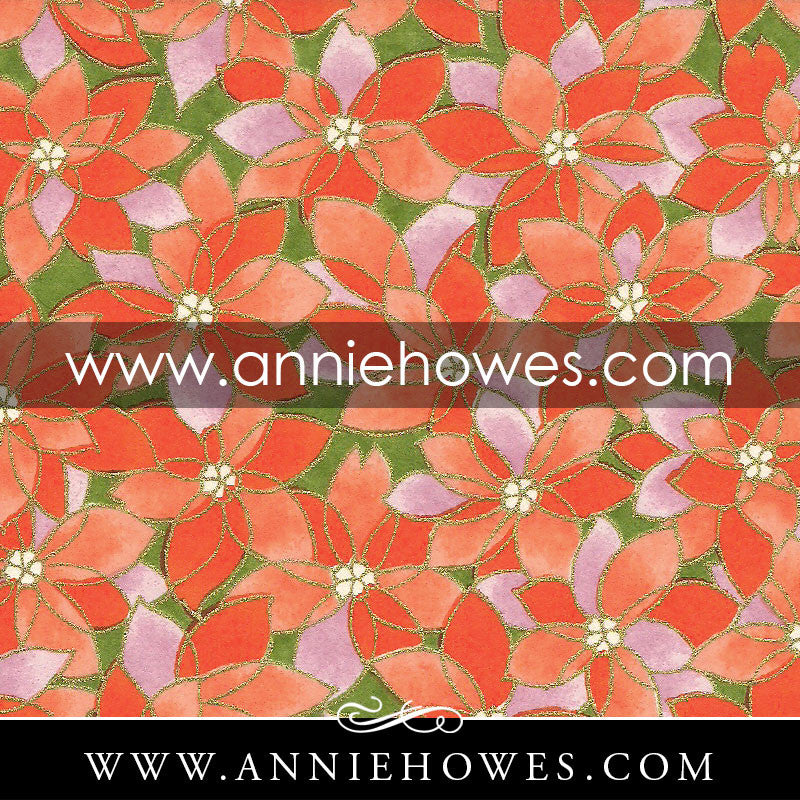 Chiyogami Paper - Flower Patch in Orange 4" x 6" sheet. (101)