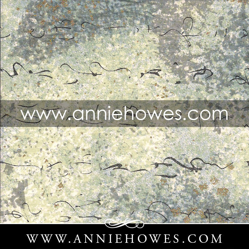 Chiyogami Paper - Kanji on Blue Gray 4" x 6" sheet. (125)