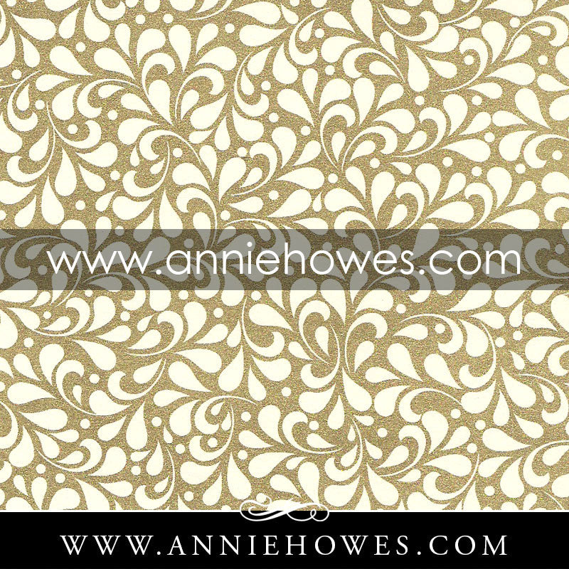 Florentine Paper - Gold on White Floral Pattern  4" x 6" sheet. (148)