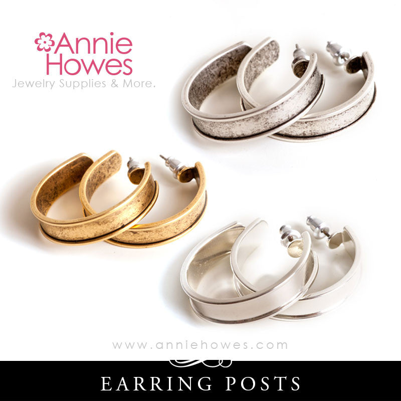 Hoop Earrings, Post-Style with Channel - Nunn Design EPC Color Options
