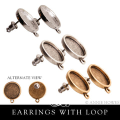 Earring Blanks. Post Style with Loop. Nunn Design.