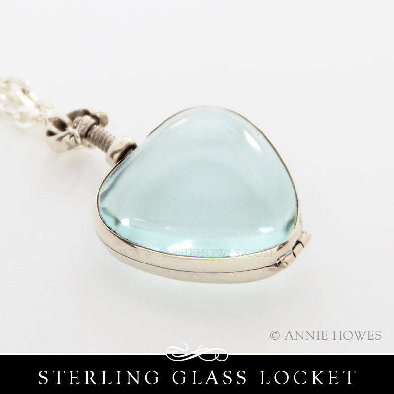 Sterling Silver Glass Locket - Heart