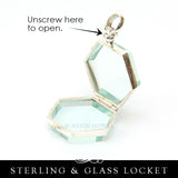 Sterling Silver Glass Locket - Teardrop