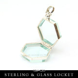 Sterling Silver Glass Locket - Hexagon