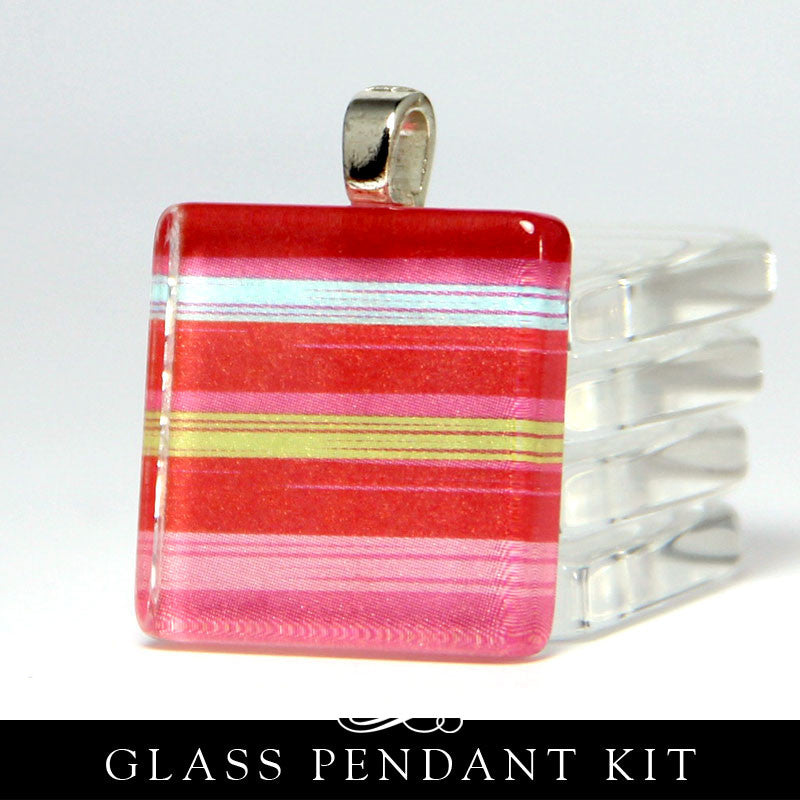 Square Glass Necklace Kit - Colorful Papers
