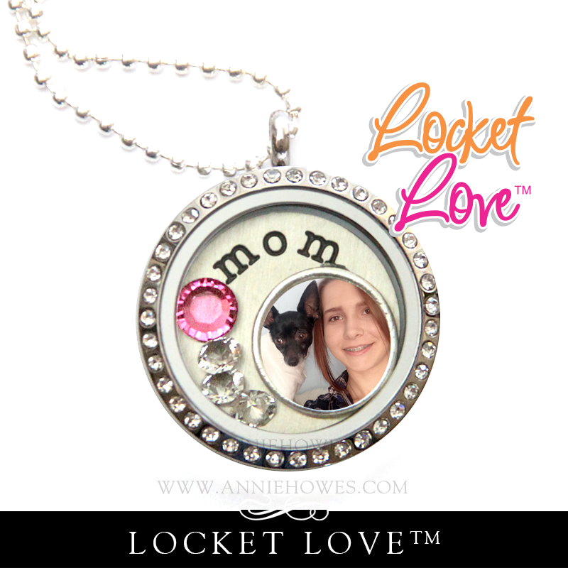 Locket Love 30mm Photo Locket with Word Disc & 1 Focal Crystal. CF.