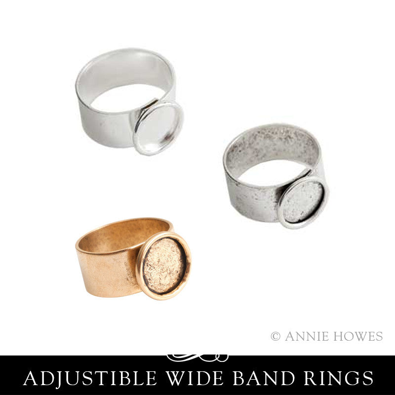 Small Circle Ring with Bezel and Wide Adjustable Band 10mm - Nunn Design