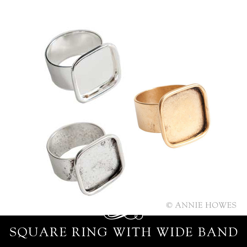 Square Ring with Wide Adjustable Band. 16mm - Nunn Design