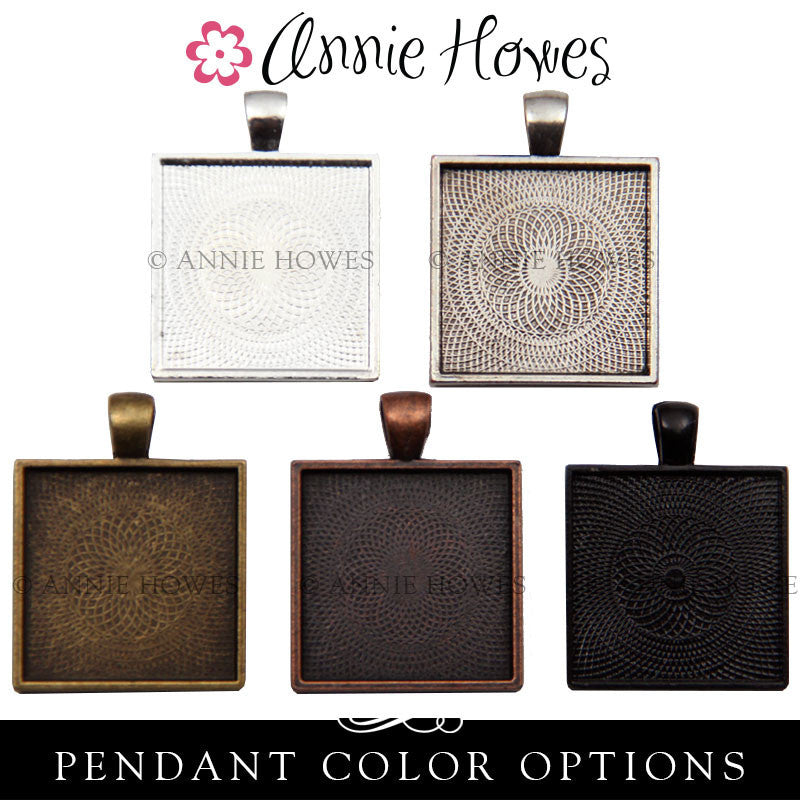 1 inch Square Pendant Trays 5 Color Options (25mm)