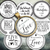 Instant Download of Favorite Quotes 1" Circle Bottle Cap and Pendant Digital Download Sheet.