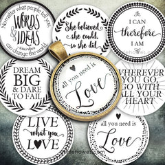 Instant Download of Favorite Quotes 1" Circle Bottle Cap and Pendant Digital Download Sheet.
