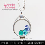 Sterling Silver Glass Locket for Charms - 17mm