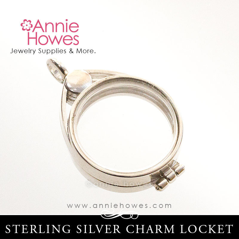 Sterling Silver Glass Locket for Charms - 17mm