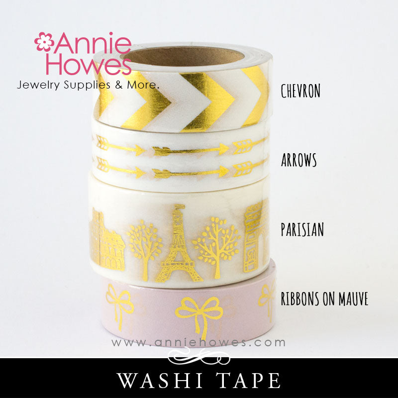 Washi Tape with Gold Foil Print - Chevron, Arrows, Parisian